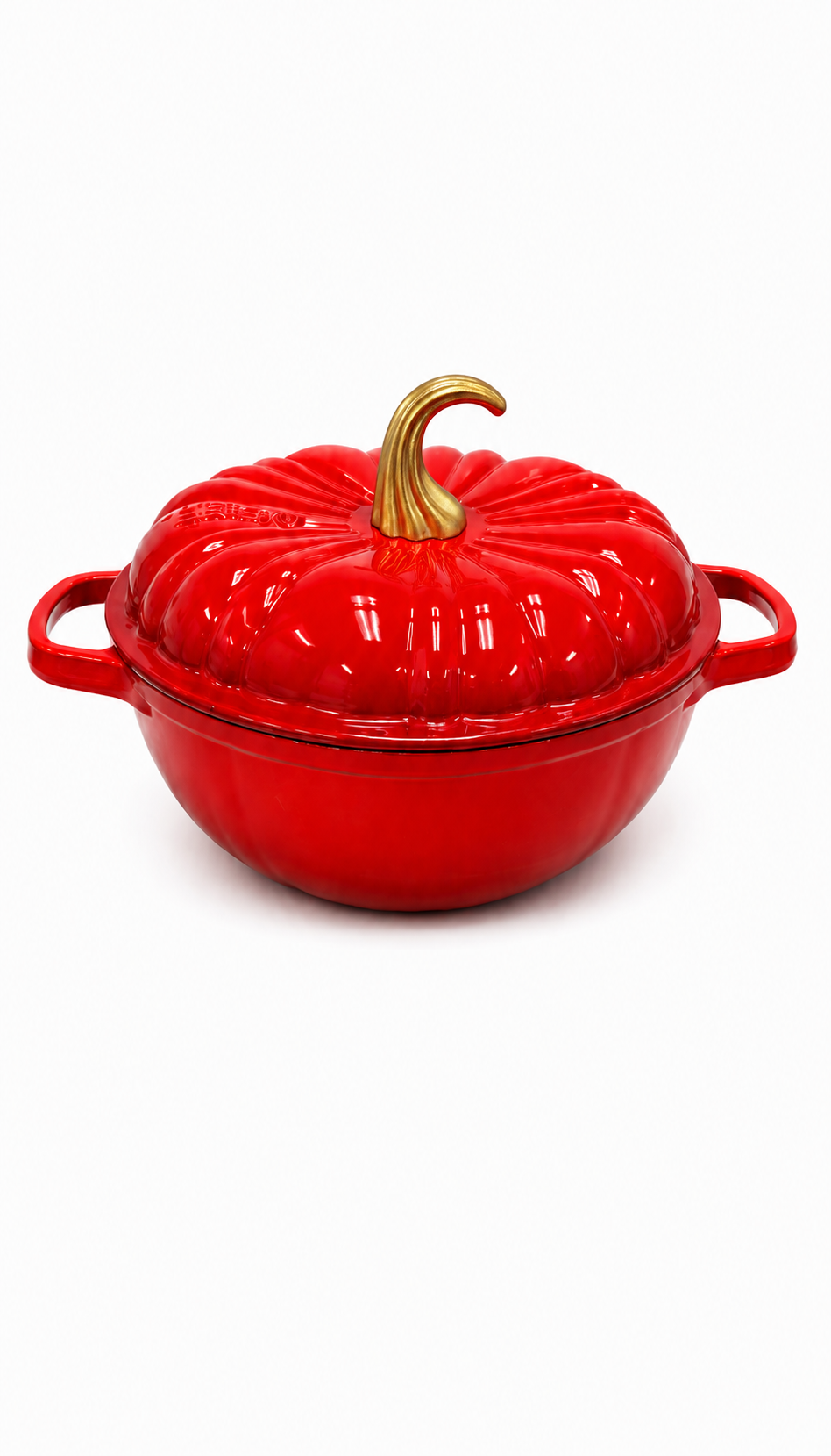 7.4 QT Pumpkin Shaped Cast Iron Dutch Oven with Enameled Exterior