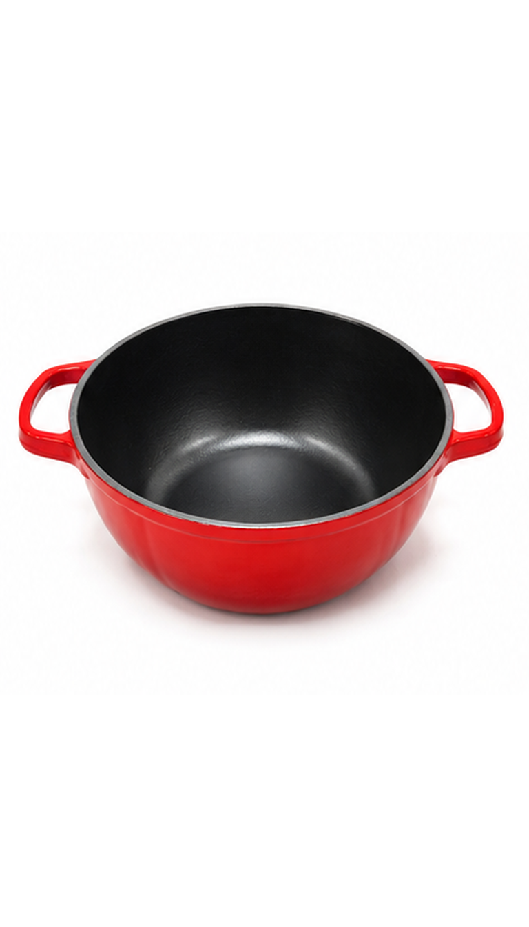 7.4 QT Pumpkin Shaped Cast Iron Dutch Oven with Enameled Exterior