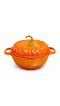7.4 QT Pumpkin Shaped Cast Iron Dutch Oven with Enameled Exterior