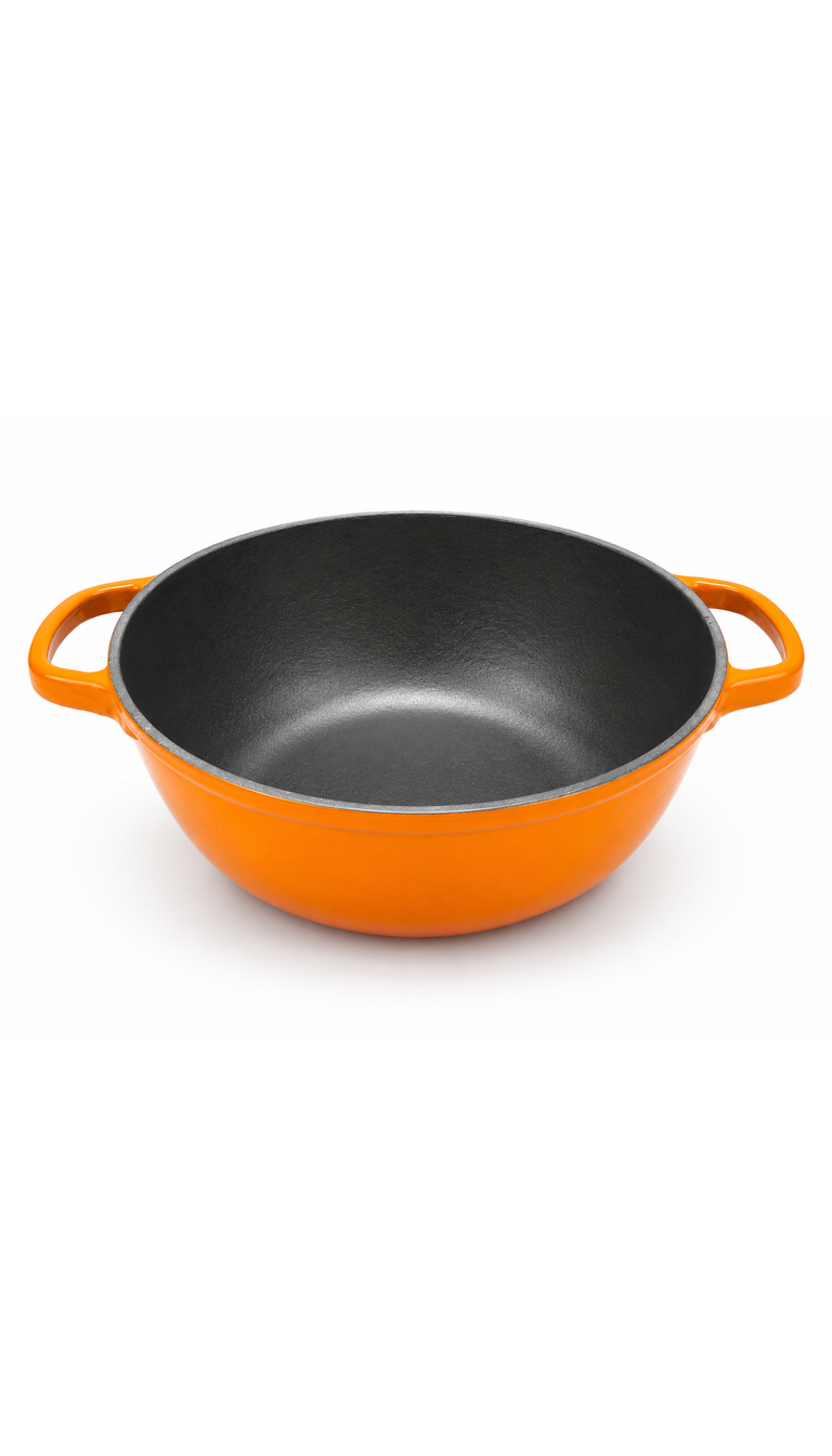 7.4 QT Pumpkin Shaped Cast Iron Dutch Oven with Enameled Exterior